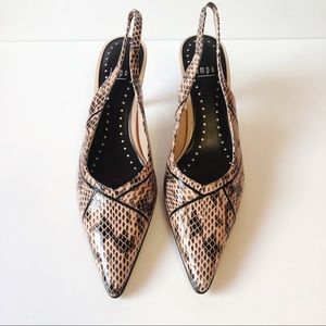 IMPO TRICKLE SNAKE SKIN POINTY TOE SLINGBACK HEEL